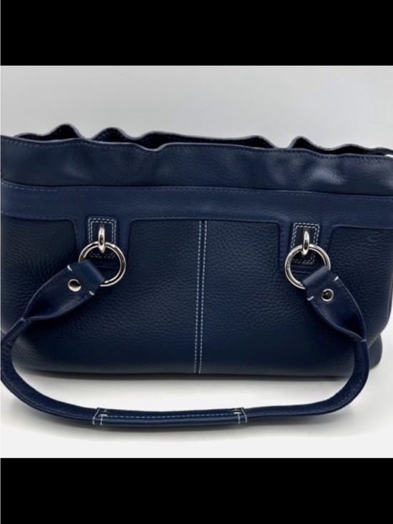 Coach Penelope Satchel Purse Pebbled Leather Navy Blue Dust Bag